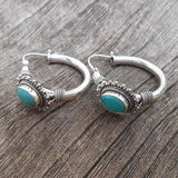 Elegáns sterling ezüst fülbevalók türkiz színben