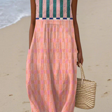 Lily | Striped Pastel Midi Dress